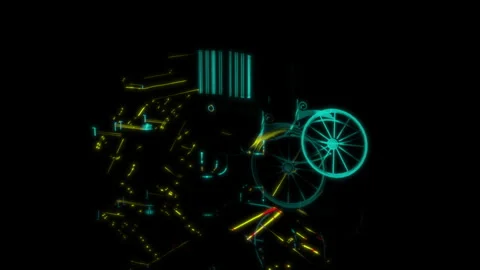 Rendering 3D animation, Horse carriage model on a black background Stock Footage 260806098