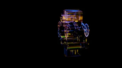 Rendering 3D animation, Horse carriage model on a black background Video stock 261213473