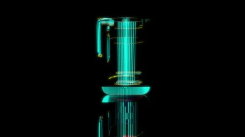 Rendering 3D animation, Kettle model on a black background Stock Footage 260803132