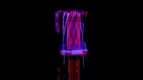Rendering 3D animation, Kettle model on a black background Stock Footage 262613142