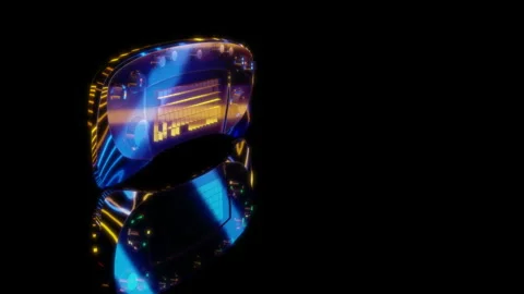 Rendering 3D animation, Keyboard with nine rotary knobs model on a black 動画素材 262464555