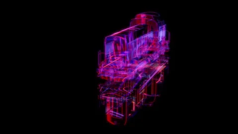 Rendering 3D animation, Locomotive model on a black background Stock Footage 260601880