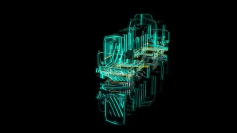 Rendering 3D animation, Locomotive model on a black background Stock Footage 262090795