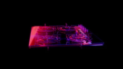 Rendering 3D animation, Maunfeld Gas hob model on a black background Stock Footage 260602238
