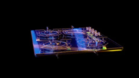 Rendering 3D animation, Maunfeld Gas hob model on a black background Stock Footage 261214762