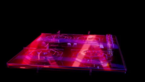 Rendering 3D animation, Maunfeld Gas hob model on a black background Stock Footage 261710600