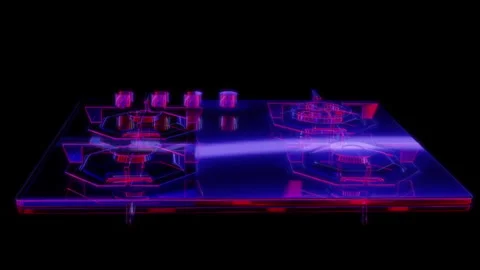 Rendering 3D animation, Maunfeld Gas hob model on a black background Stock Footage 262616501
