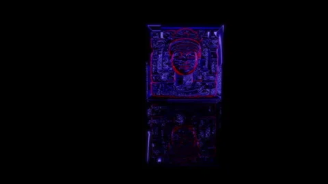 Rendering 3D animation, Mayan Relief model on a black background Stock Footage 260602414