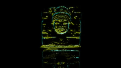 Rendering 3D animation, Mayan Relief model on a black background Stock Footage 260807802