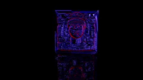 Rendering 3D animation, Mayan Relief model on a black background Stock Footage 261711427