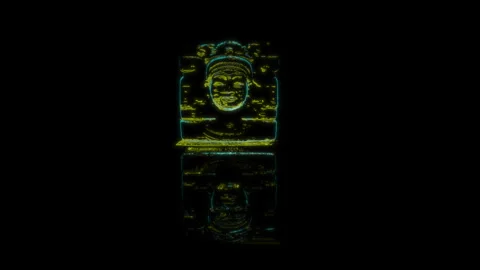 Rendering 3D animation, Mayan Relief model on a black background Stock Footage 262091573