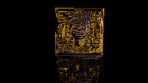 Rendering 3D animation, Mayan Relief model on a black background Stock Footage 262616958