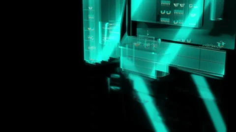 Rendering 3D animation, Modern kitchen B model on a black background Stock Footage 260049031
