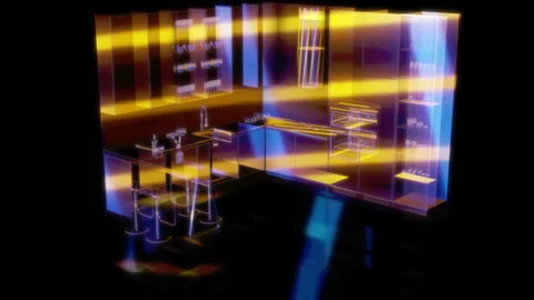 Rendering 3D animation, Modern kitchen D model on a black background Stock Footage 260452587