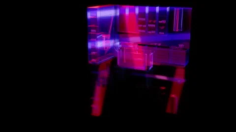 Rendering 3D animation, Modern kitchen B model on a black background Stock Footage 260602580