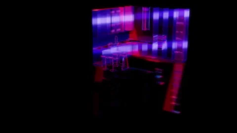 Rendering 3D animation, Modern kitchen D model on a black background Stock Footage 260602627