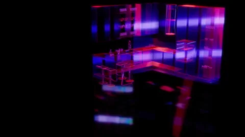 Rendering 3D animation, Modern kitchen D model on a black background Stock Footage 261712359
