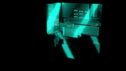 Rendering 3D animation, Modern kitchen B model on a black background Stock Footage 262091782