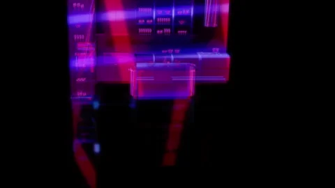 Rendering 3D animation, Modern kitchen B model on a black background Video stock 262617469