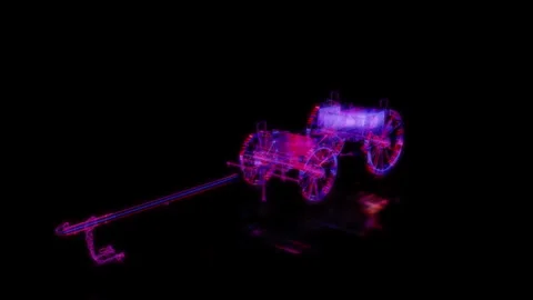 Rendering 3D animation, Prussian Ammunition wagon model on a black background Stock Footage 260602963