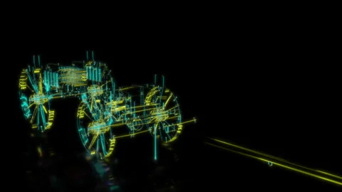 Rendering 3D animation, Prussian Ammunition wagon model on a black background Stock Footage 260810654