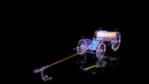 Rendering 3D animation, Prussian Ammunition wagon model on a black background Stock Footage 261216333
