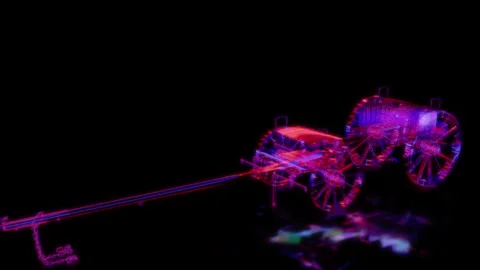 Rendering 3D animation, Prussian Ammunition wagon model on a black background Stock Footage 261713696