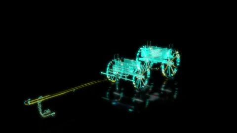 Rendering 3D animation, Prussian Ammunition wagon model on a black background Stock Footage 262092616