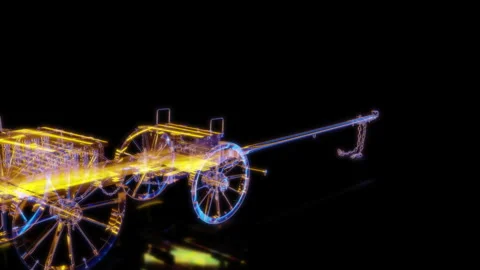 Rendering 3D animation, Prussian Ammunition wagon model on a black background Stock Footage 262468200
