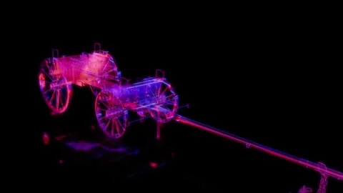 Rendering 3D animation, Prussian Ammunition wagon model on a black background Stock Footage 262618819