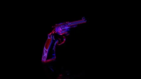 Rendering 3D animation, Revolver 1905 model on a black background Stock Footage 260603023