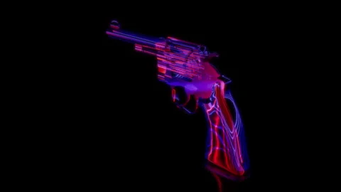 Rendering 3D animation, Revolver 1905 model on a black background Stock Footage 262618907