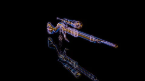 Rendering 3D animation, sniper rifle model on a black background Stock Footage 259803827