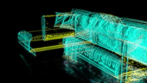 Rendering 3D animation, Sofa Edmond model on a black background Stock Footage 260051051