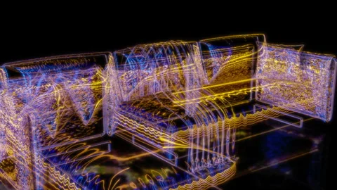 Rendering 3D animation, Sofa Edmond model on a black background Stock Footage 260453961
