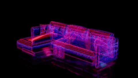 Rendering 3D animation, Sofa Edmond model on a black background Stock Footage 260603578