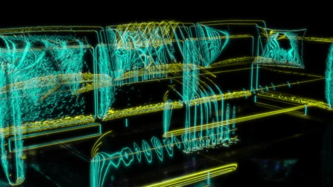 Rendering 3D animation, Sofa Edmond model on a black background Stock Footage 260811699