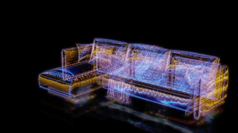 Rendering 3D animation, Sofa Edmond model on a black background Stock Footage 261217545