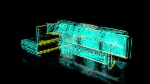 Rendering 3D animation, Sofa Edmond model on a black background Stock Footage 262093464