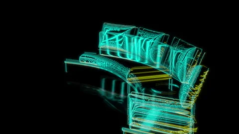 Rendering 3D animation, Sofa Noah model on a black background Stock Footage 260051430