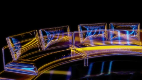 Rendering 3D animation, Sofa Noah model on a black background Stock Footage 260454262