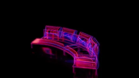 Rendering 3D animation, Sofa Noah model on a black background Stock Footage 260603779