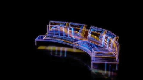 Rendering 3D animation, Sofa Noah model on a black background Stock Footage 261218359