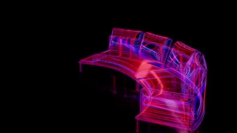 Rendering 3D animation, Sofa Noah model on a black background Stock Footage 261715536