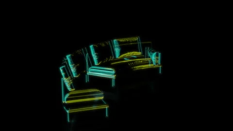 Rendering 3D animation, Sofa Noah model on a black background Stock Footage 262093969