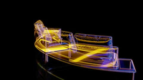 Rendering 3D animation, Sofa Noah model on a black background Stock Footage 262469378