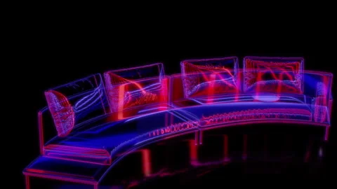 Rendering 3D animation, Sofa Noah model on a black background Stock Footage 262620441