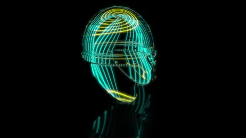 Rendering 3D animation, Spangenhelm helmet PL model on a black background Stock Footage 262094233