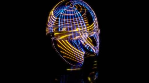 Rendering 3D animation, Spangenhelm helmet PL model on a black background Stock Footage 262469654