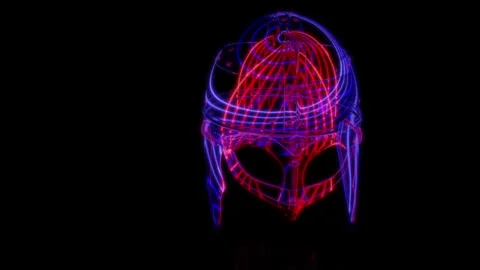 Rendering 3D animation, Spangenhelm helmet PL model on a black background Video stock 262620643